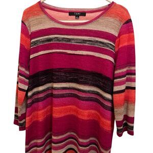 Toni Morgan Women's Striped 3/4 Sleeve Tunic Multicolor Size L